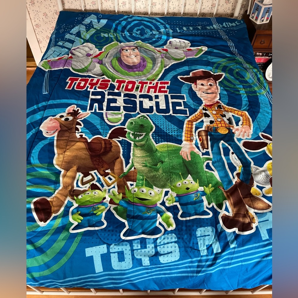 Vintage 2010 Disney Toy Story Twin Bedding Set - Comforter, Fitted & Flat Sheet